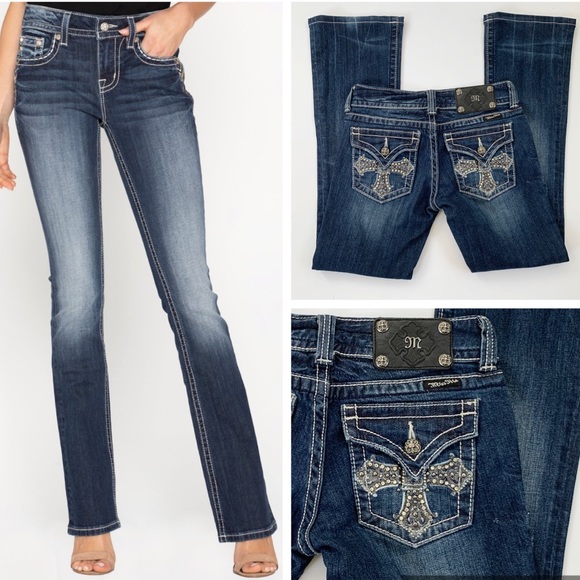 Miss Me Denim - Miss Me Skinny Bootcut Cross Flap Pocket Jean 26